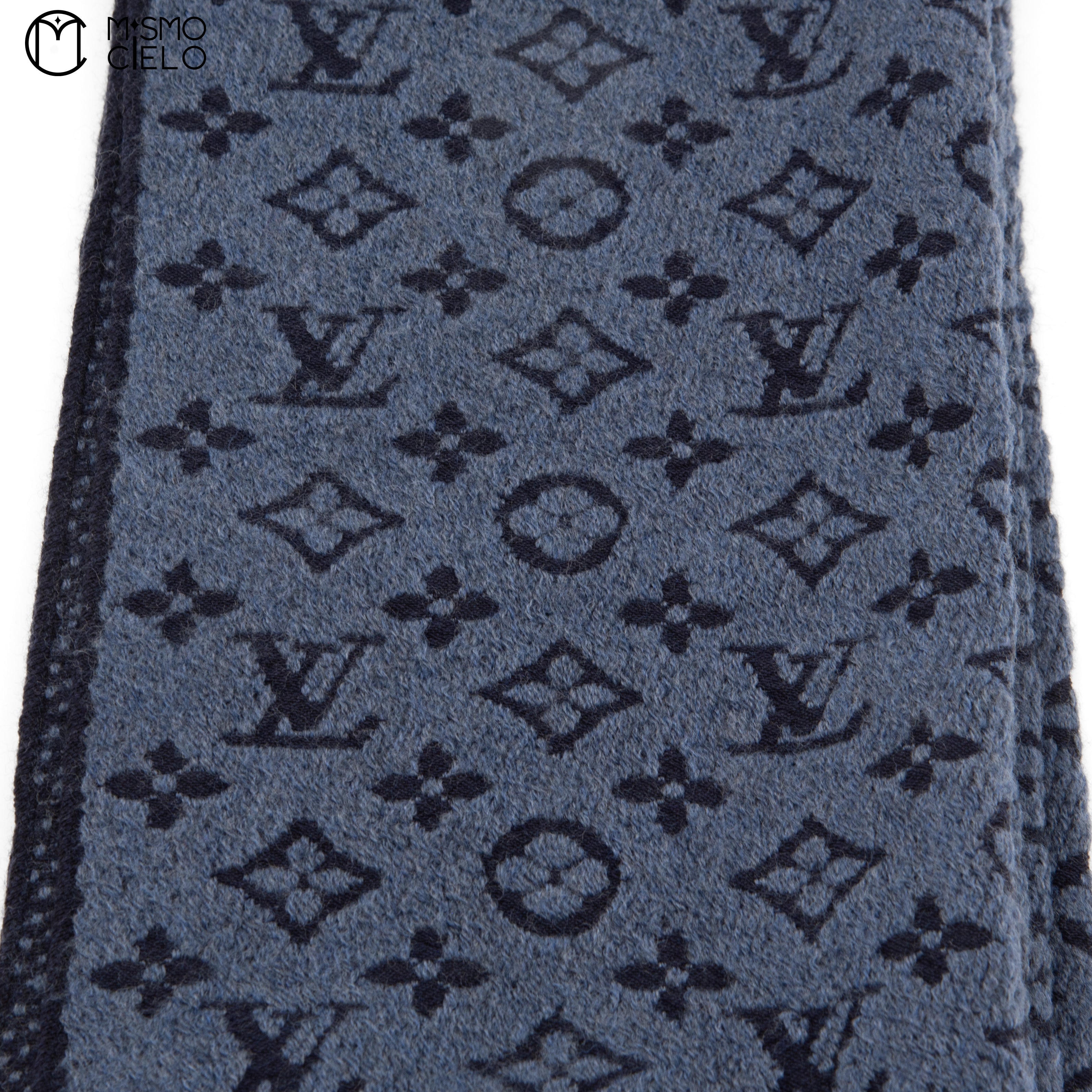 LOUIS VUITTON M78525 Blue Muffler 174 cm *
