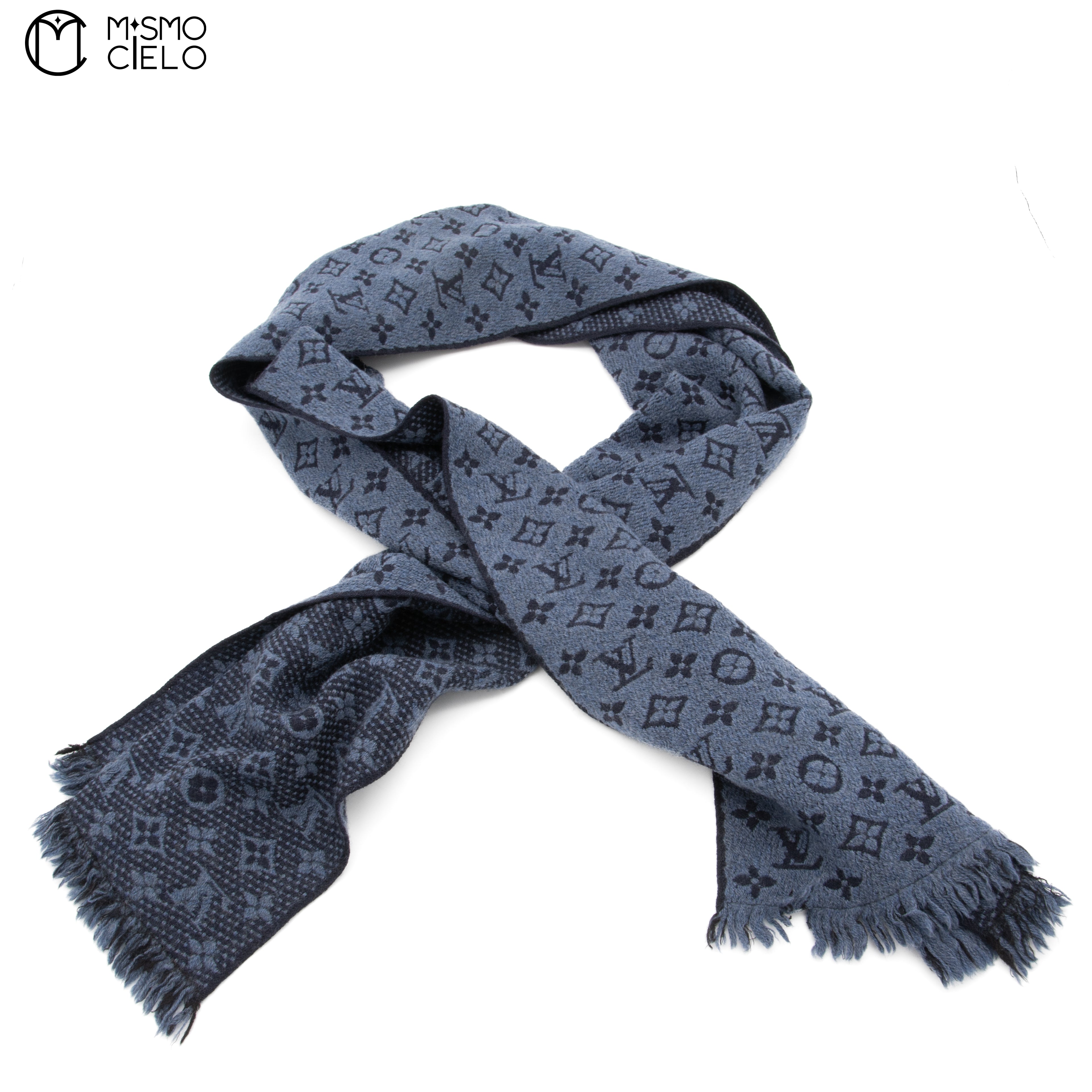 LOUIS VUITTON M78525 Blue Muffler 174 cm *