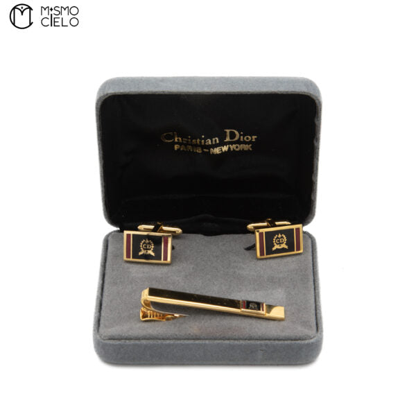Gold and Black Cufflinks and Tie Pin