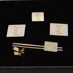 Square Silver and Gold Logo Cufflinks and Tie Pin
