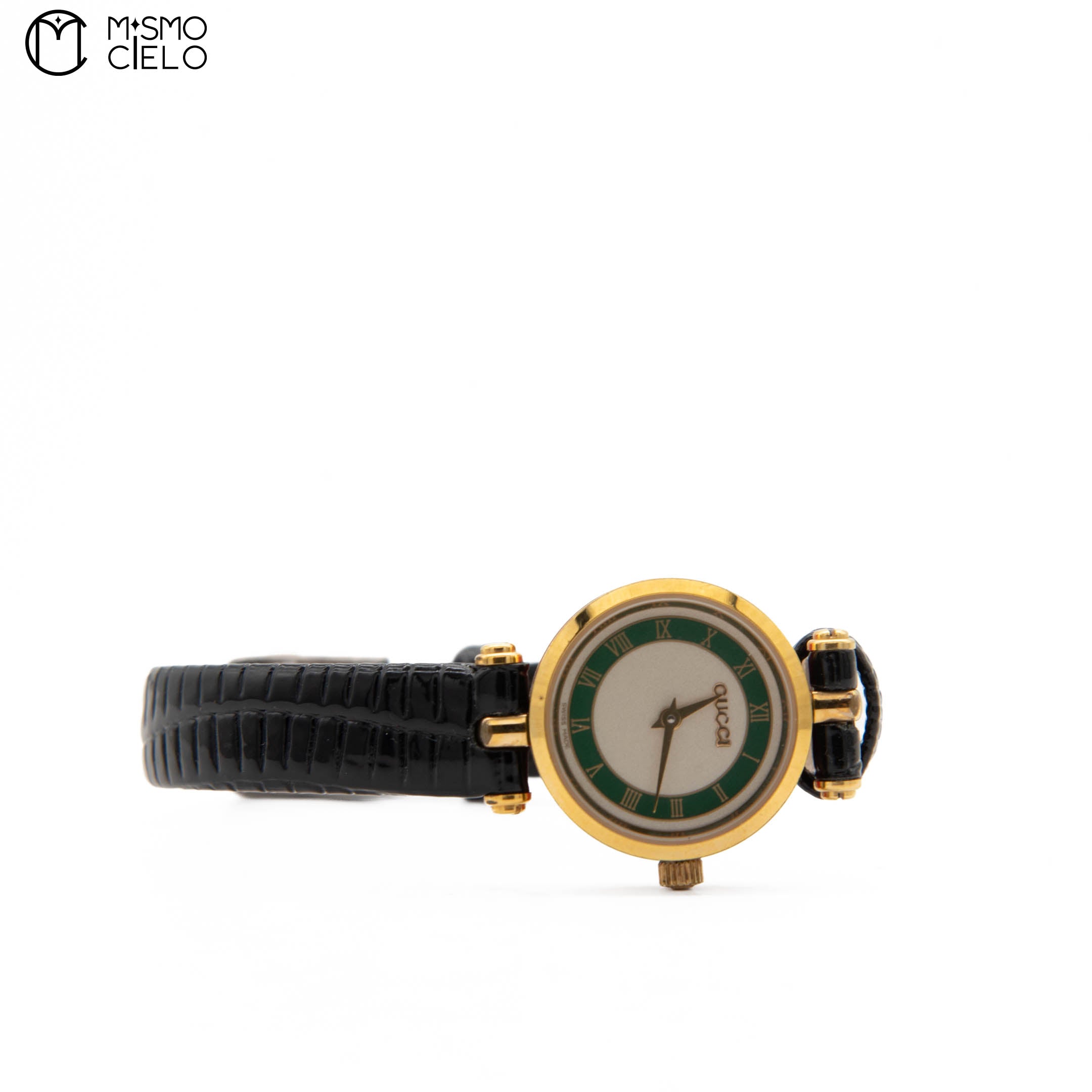 GUCCI 2000L Sherry Line Black Crocodile Strap *#