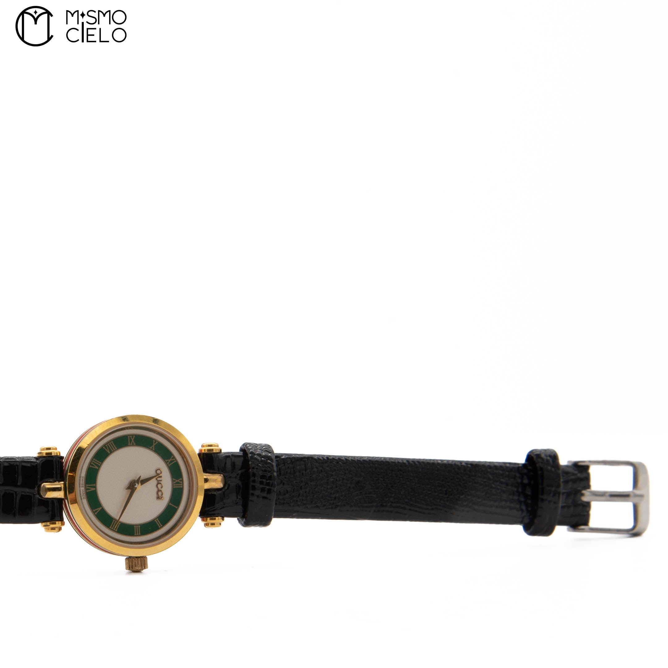 GUCCI 2000L Sherry Line Black Crocodile Strap *#