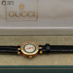 GUCCI 2000L Sherry Line Black Crocodile Strap *#