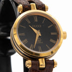 GUCCI Sherry Line Black Face with Brown Strap * #