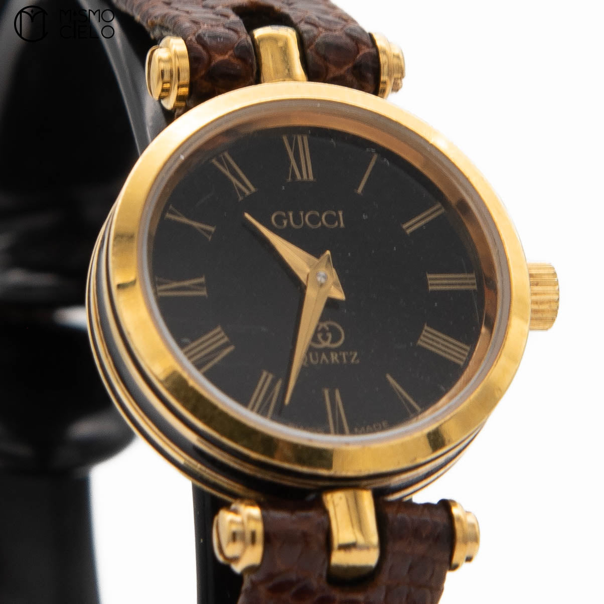 GUCCI Sherry Line Black Face with Brown Strap * #