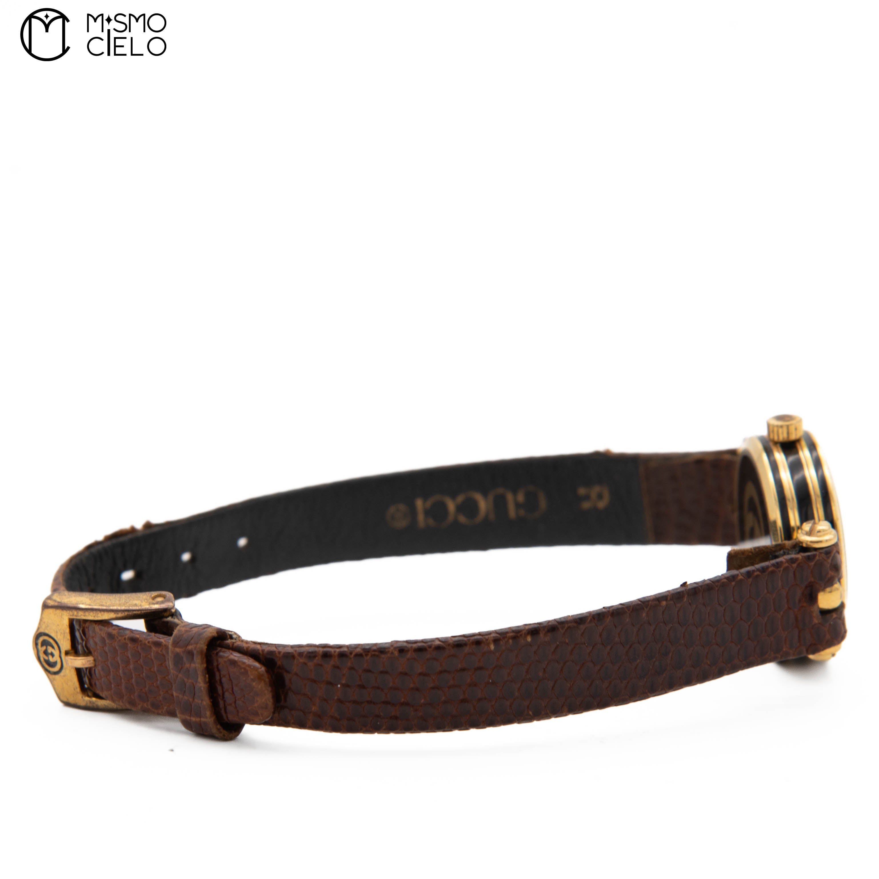 GUCCI Sherry Line Black Face with Brown Strap * #