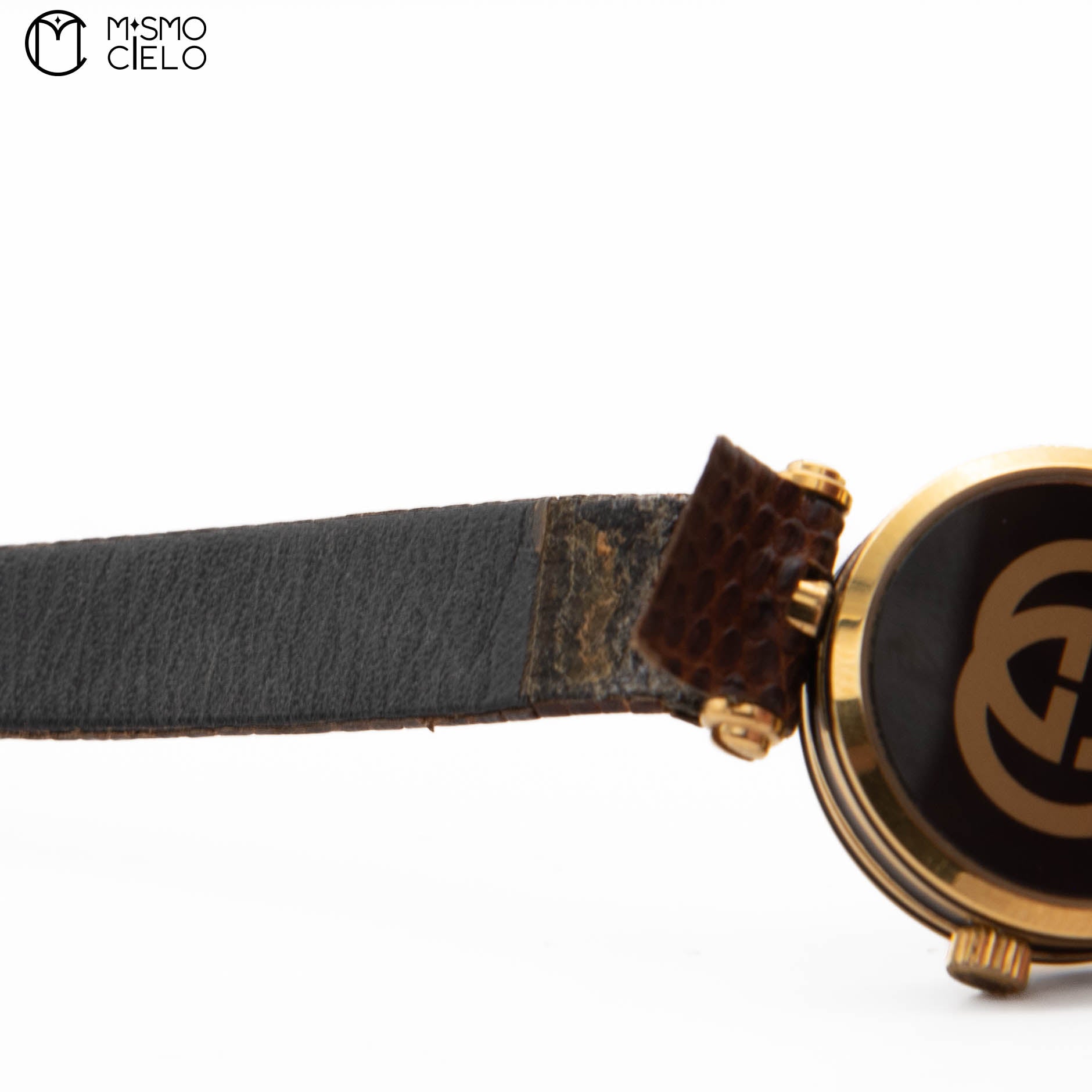 GUCCI Sherry Line Black Face with Brown Strap * #