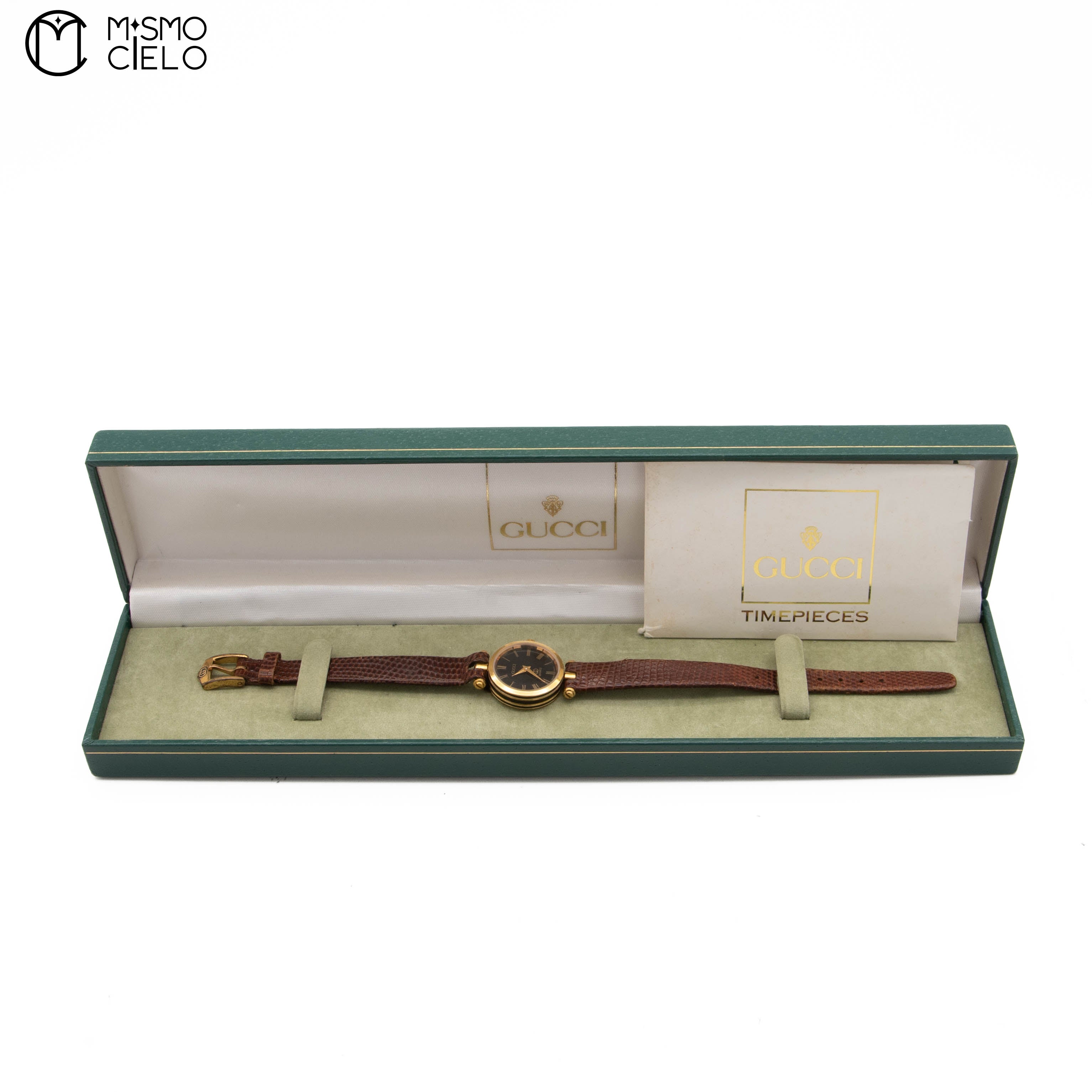 GUCCI Sherry Line Black Face with Brown Strap * #