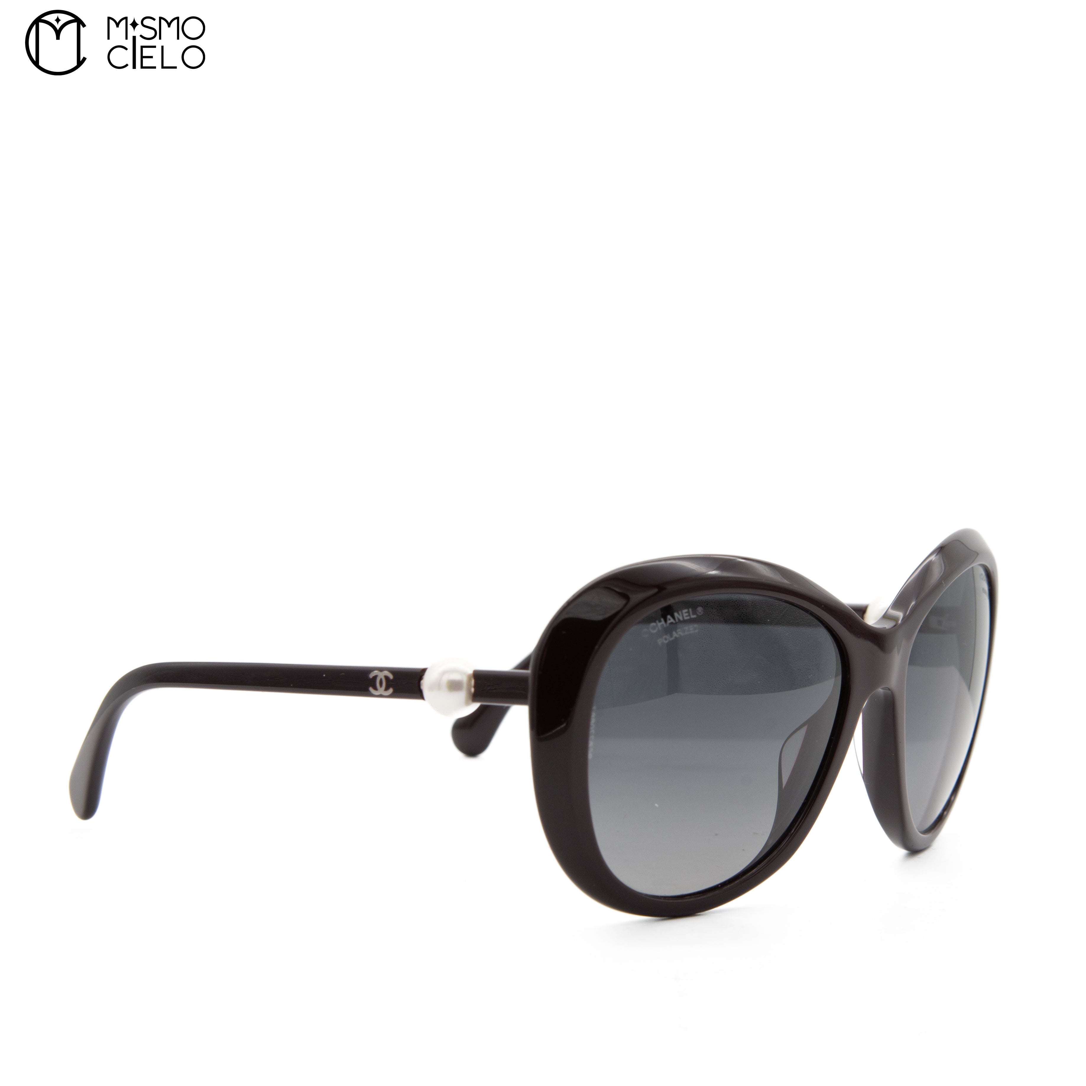 Burgundy Coco mark Pearl Sunglasses