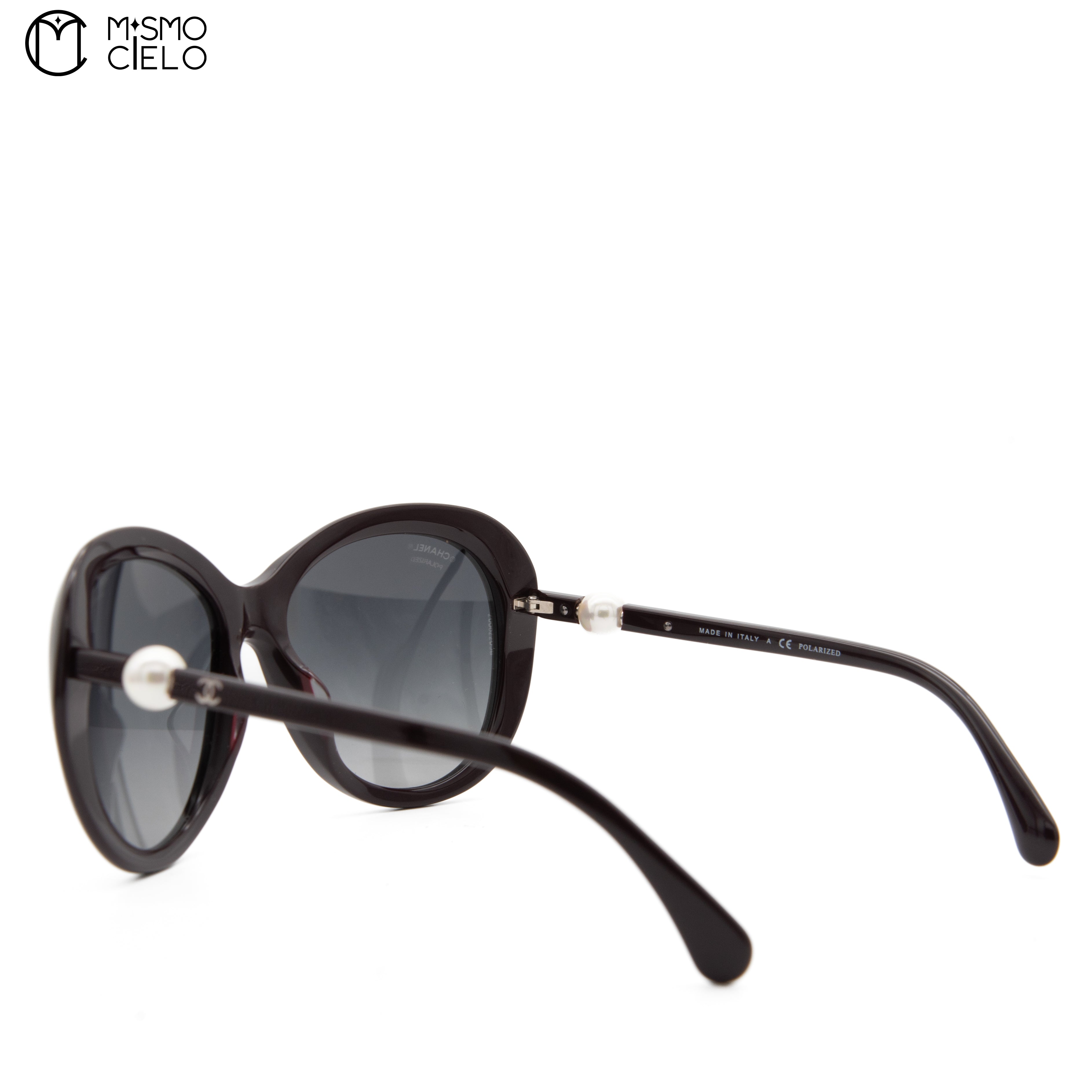Burgundy Coco mark Pearl Sunglasses