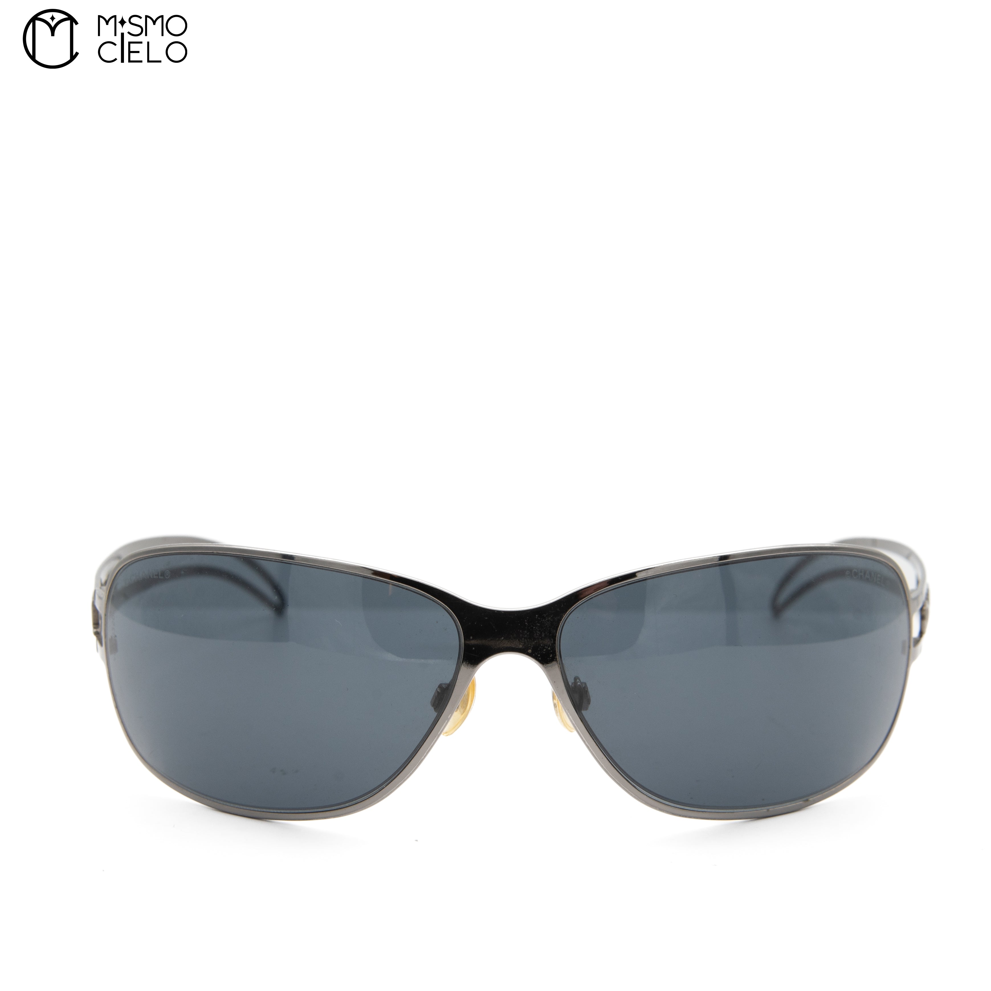 Grey Metal CHANEL Label Sunglasses