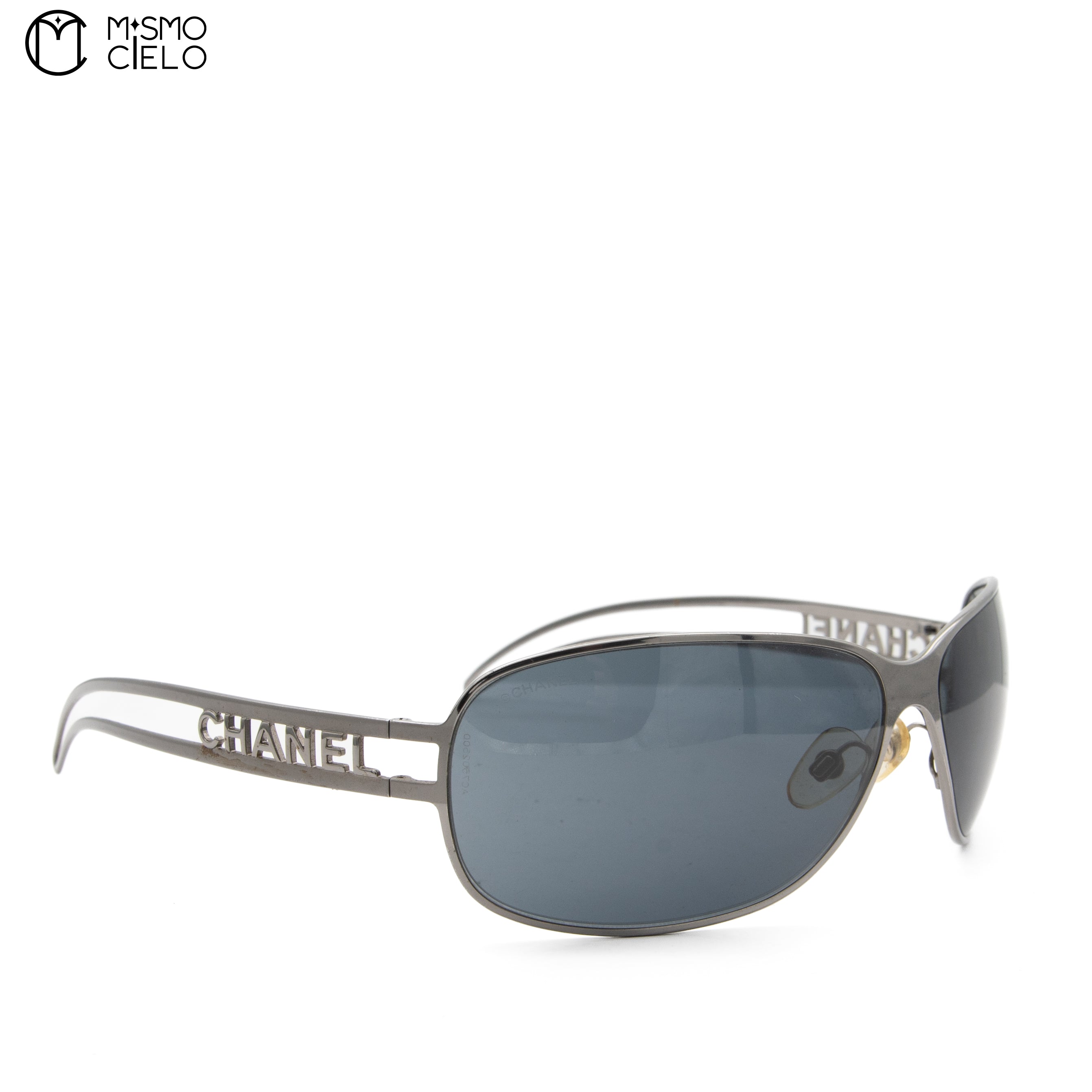Grey Metal CHANEL Label Sunglasses