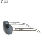 Grey Metal CHANEL Label Sunglasses