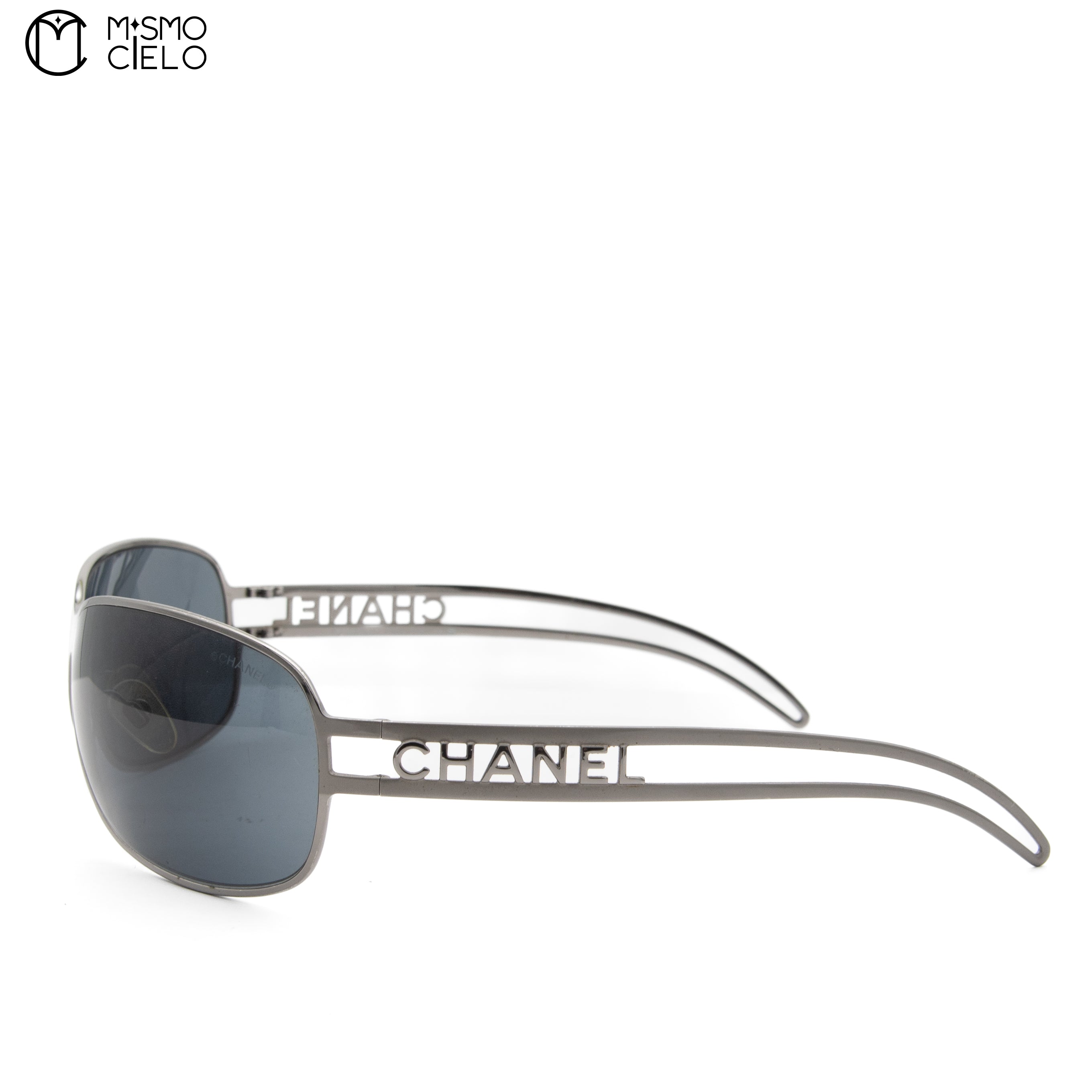 Grey Metal CHANEL Label Sunglasses