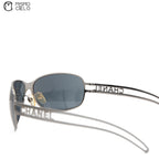 Grey Metal CHANEL Label Sunglasses