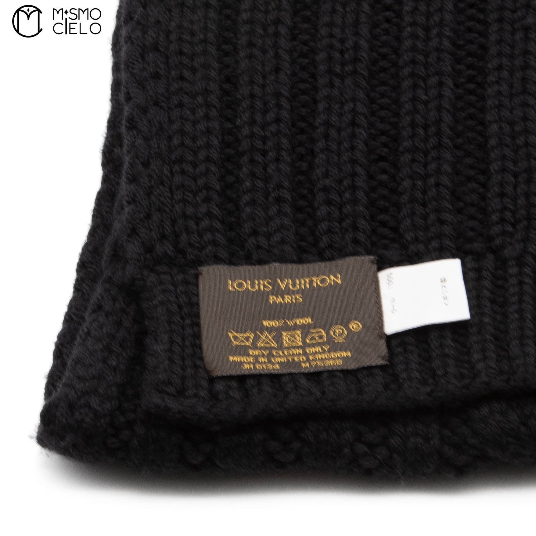 LOUIS VUITTON M75368 Black Gaston Patch Wool Scarf 147 cm