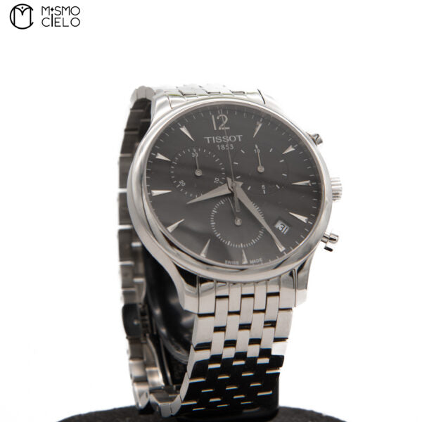 Tradition Chrono Black Dial Stainless Steel Watch
