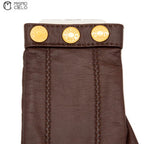 Brown Series Leather Gloves with Gold Buttons