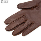 Brown Series Leather Gloves with Gold Buttons