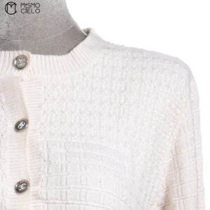 White Coco Mark Button Cardigan
