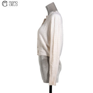 White Coco Mark Button Cardigan