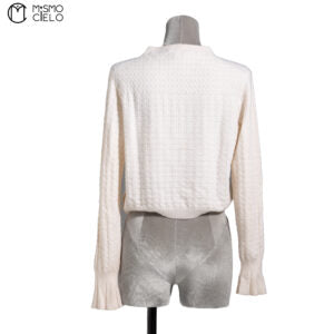 White Coco Mark Button Cardigan