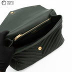 Dark Green V Stitch Shoulder Bag  and Leather Strap