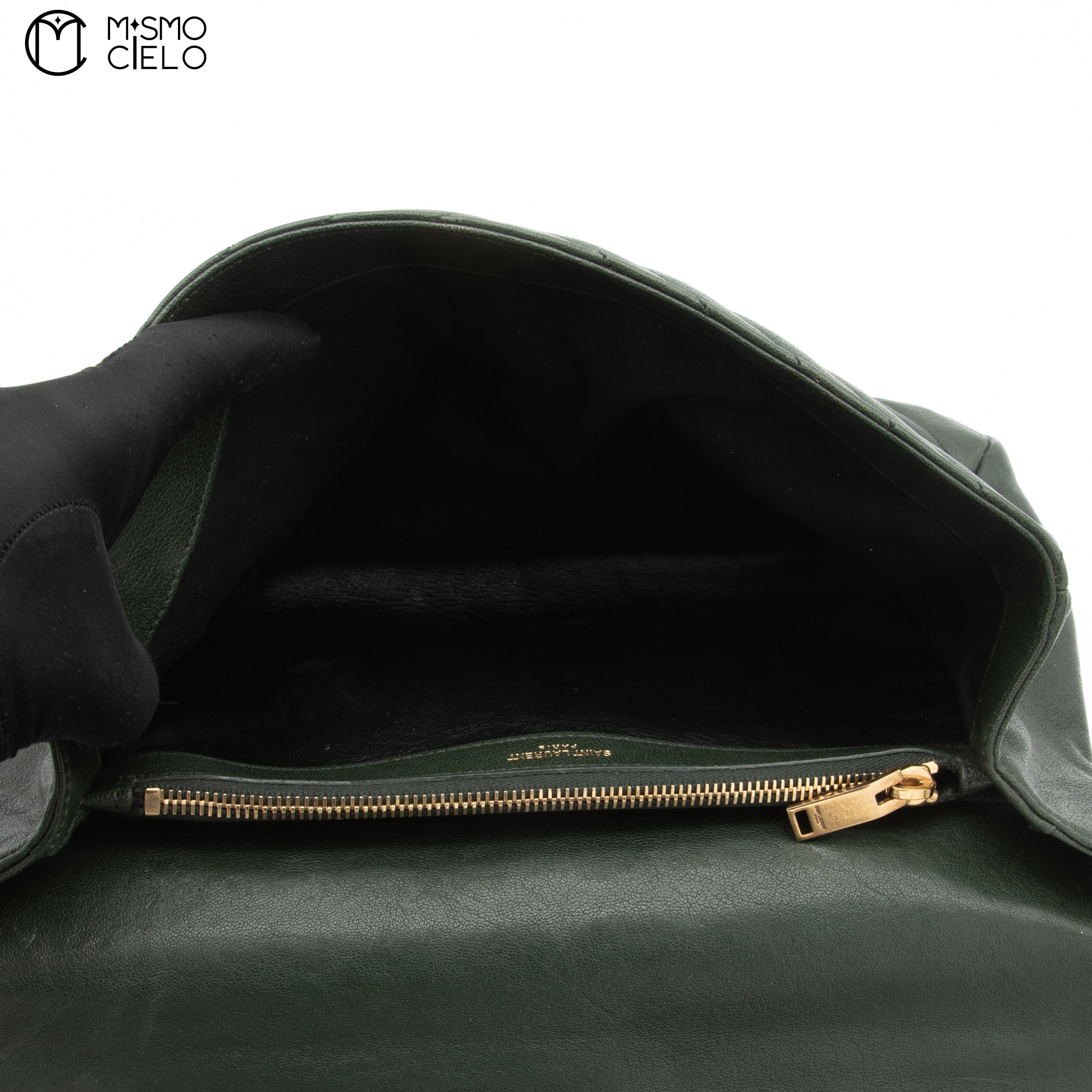 Dark Green V Stitch Shoulder Bag  and Leather Strap
