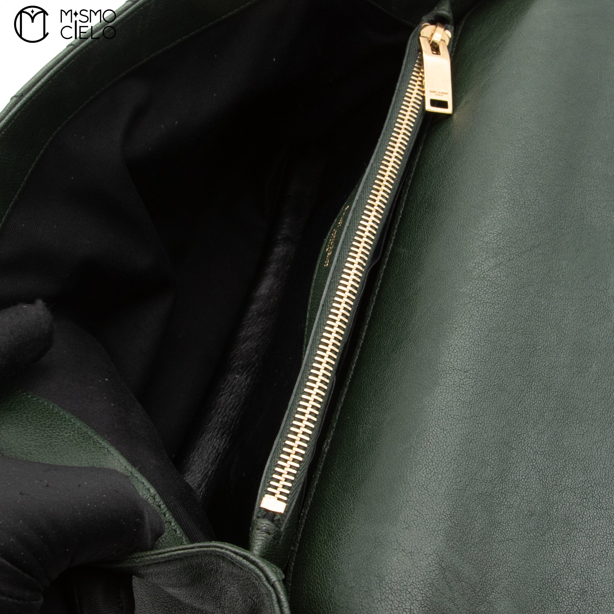 Dark Green V Stitch Shoulder Bag  and Leather Strap