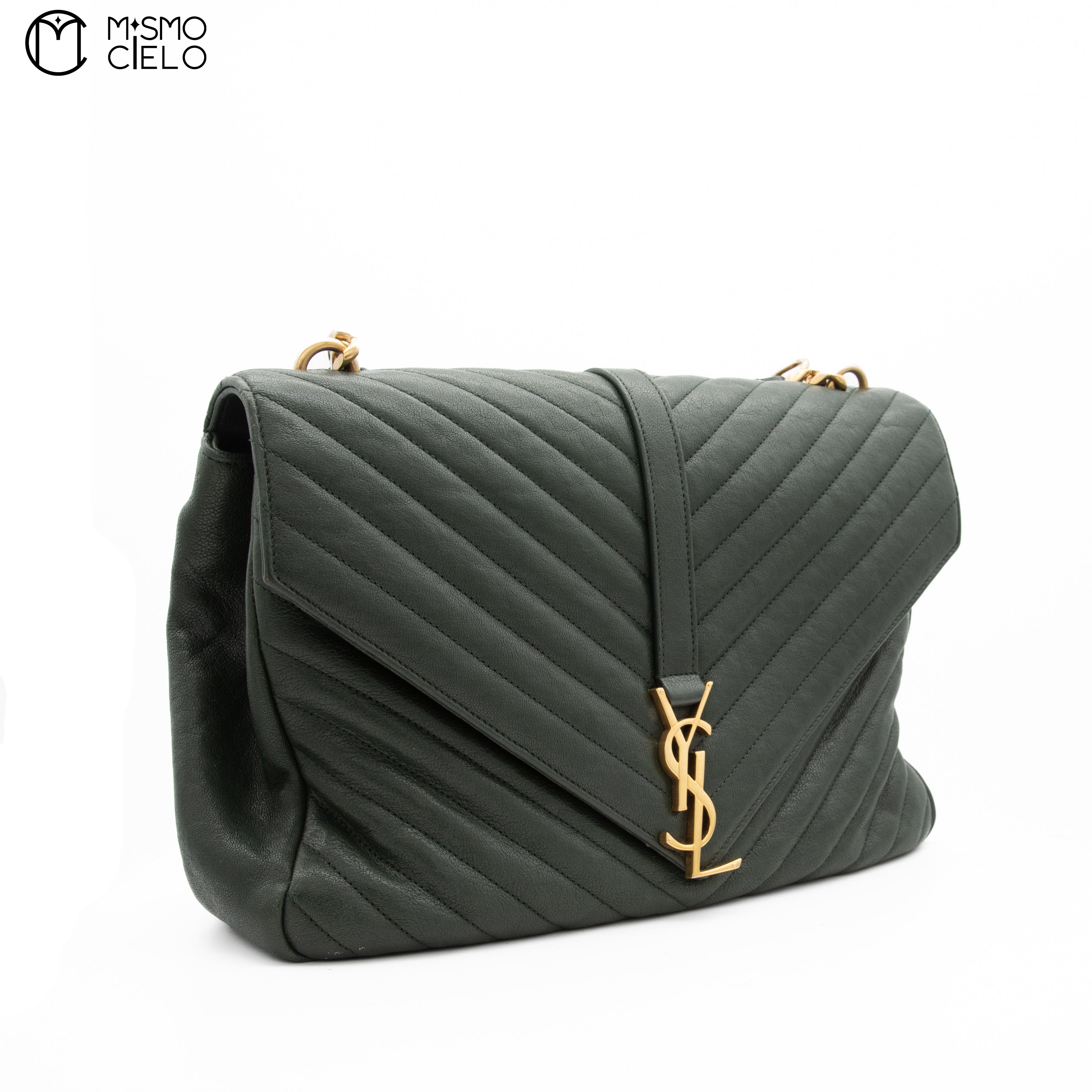 Dark Green V Stitch Shoulder Bag  and Leather Strap