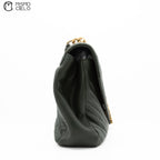 Dark Green V Stitch Shoulder Bag  and Leather Strap