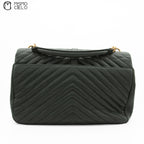 Dark Green V Stitch Shoulder Bag  and Leather Strap