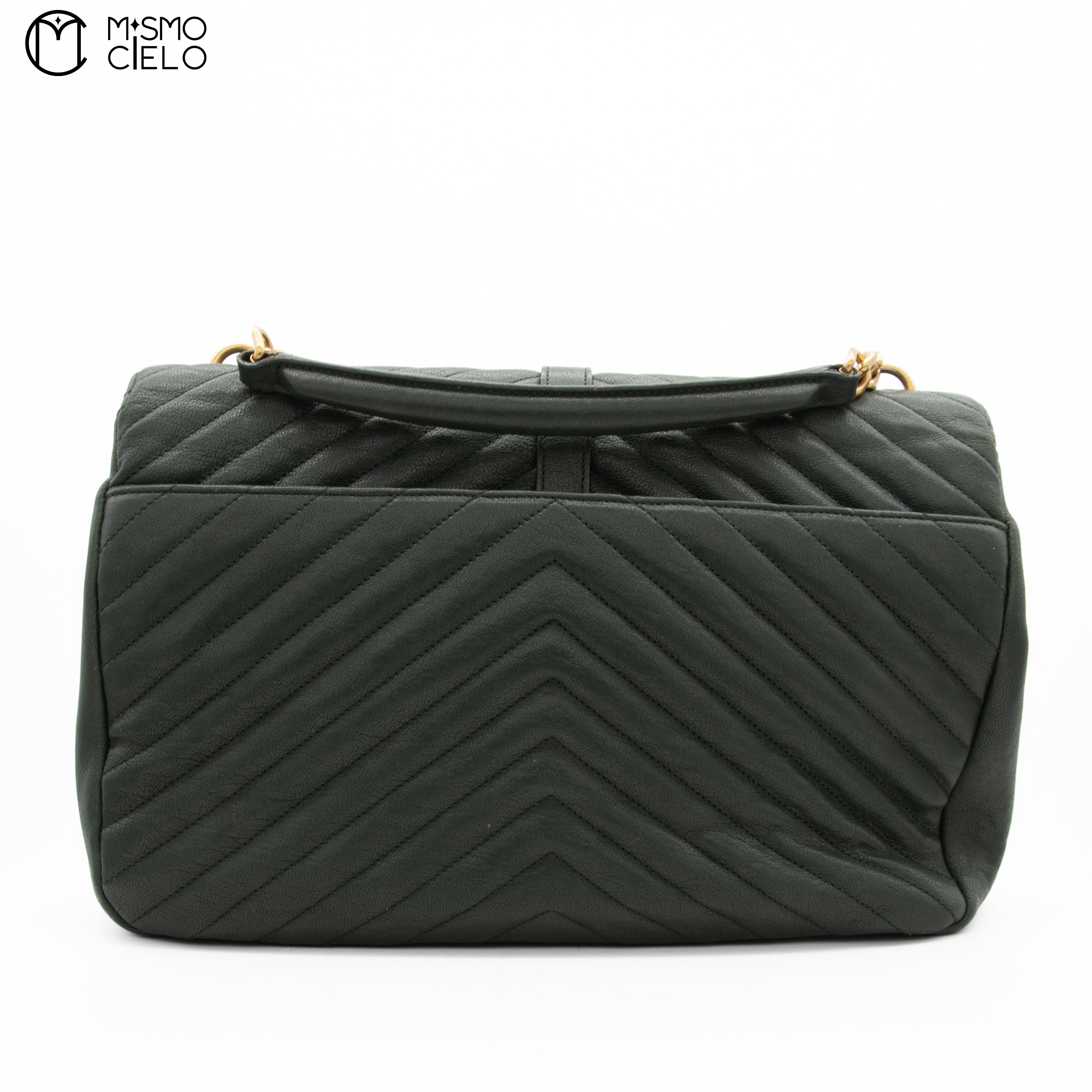 Dark Green V Stitch Shoulder Bag  and Leather Strap