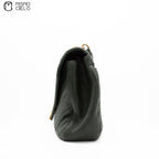 Dark Green V Stitch Shoulder Bag  and Leather Strap