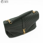 Dark Green V Stitch Shoulder Bag  and Leather Strap