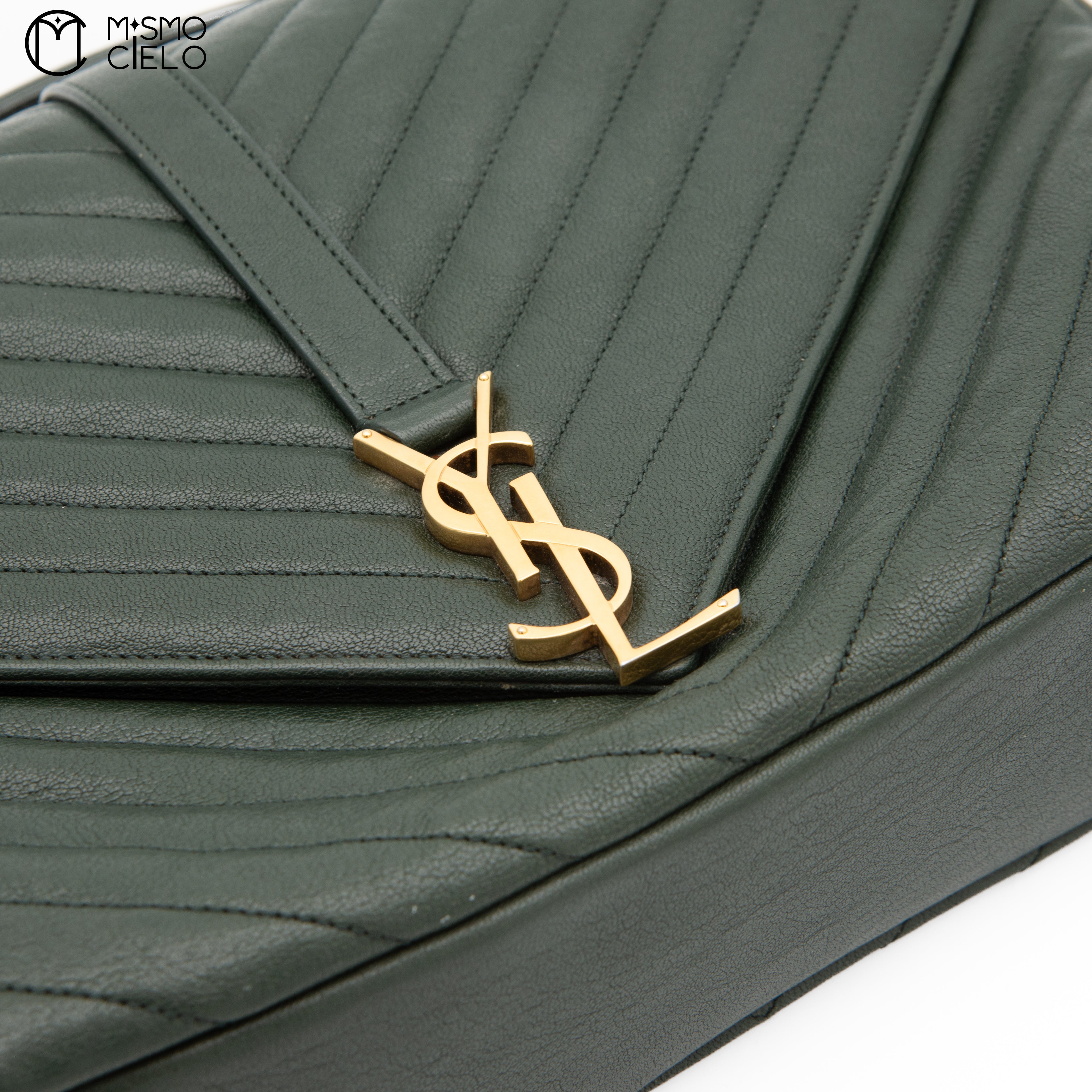 Dark Green V Stitch Shoulder Bag  and Leather Strap