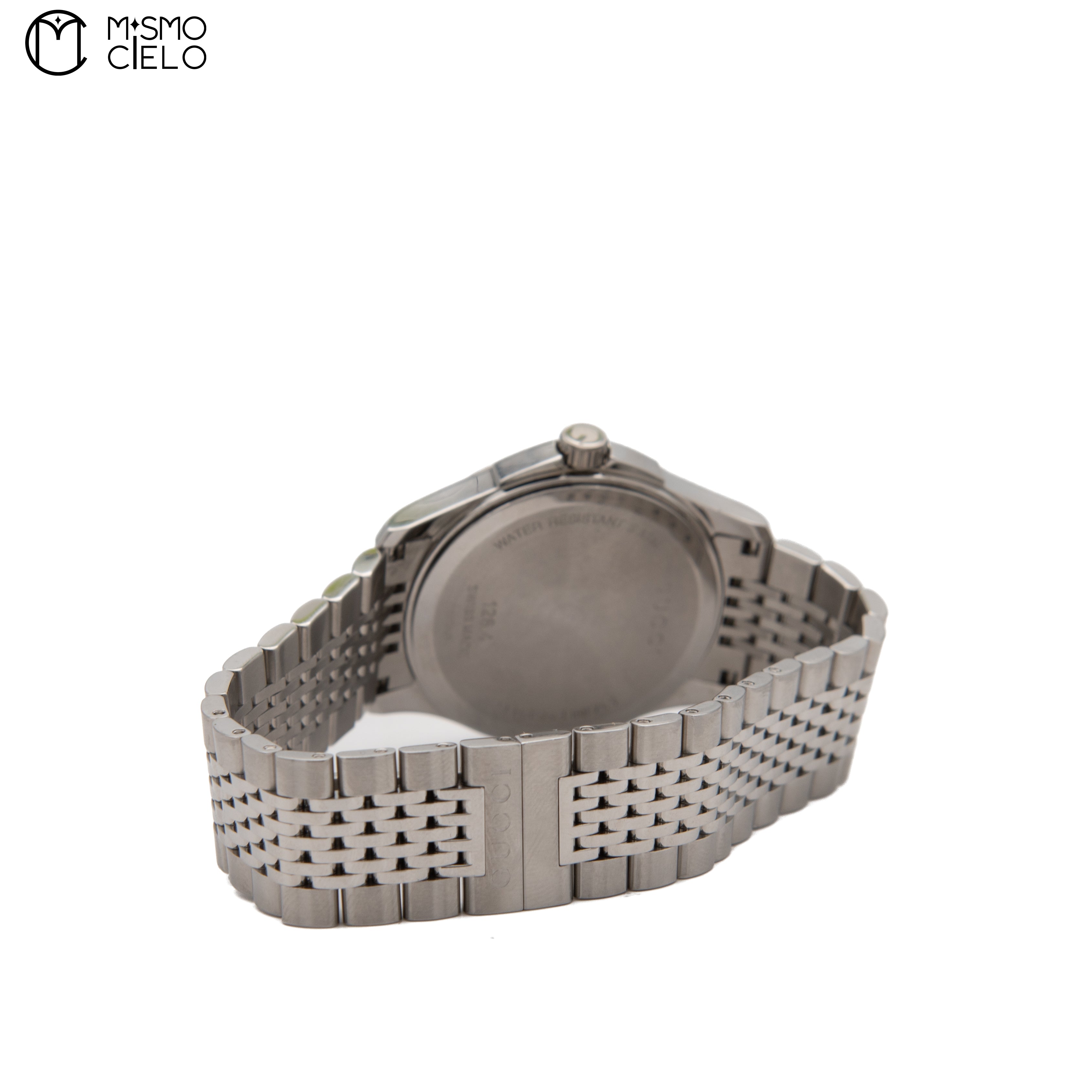 126.4 White Face Timeless G Date Quartz Stainless Steel Watch *