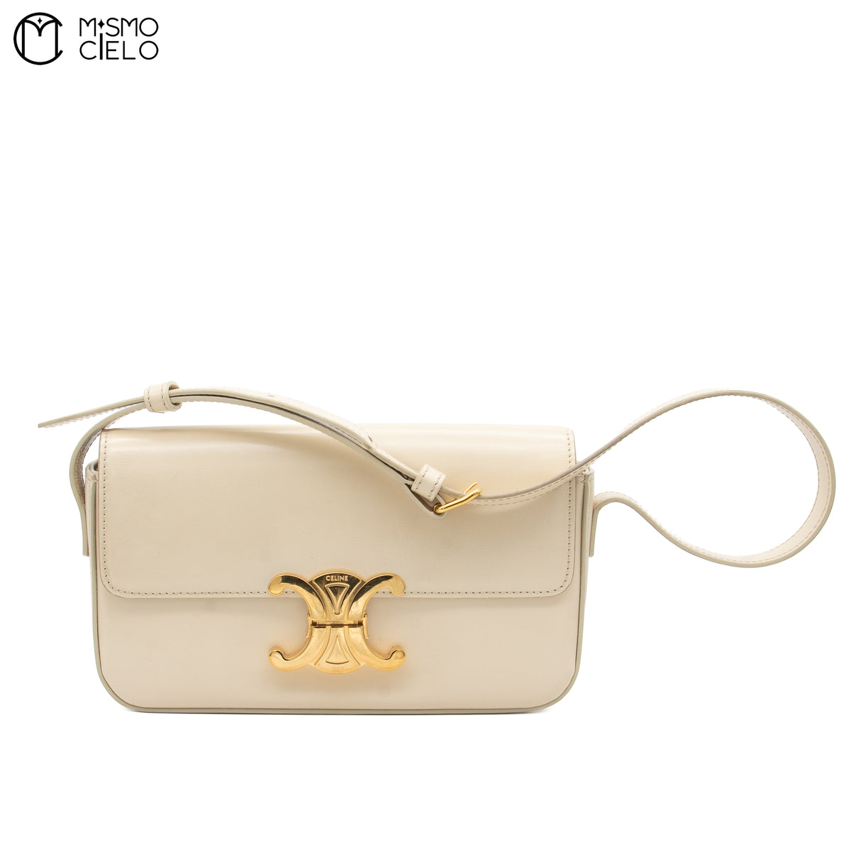Cream Triomphe Calfskin Claude Shoulder Bag