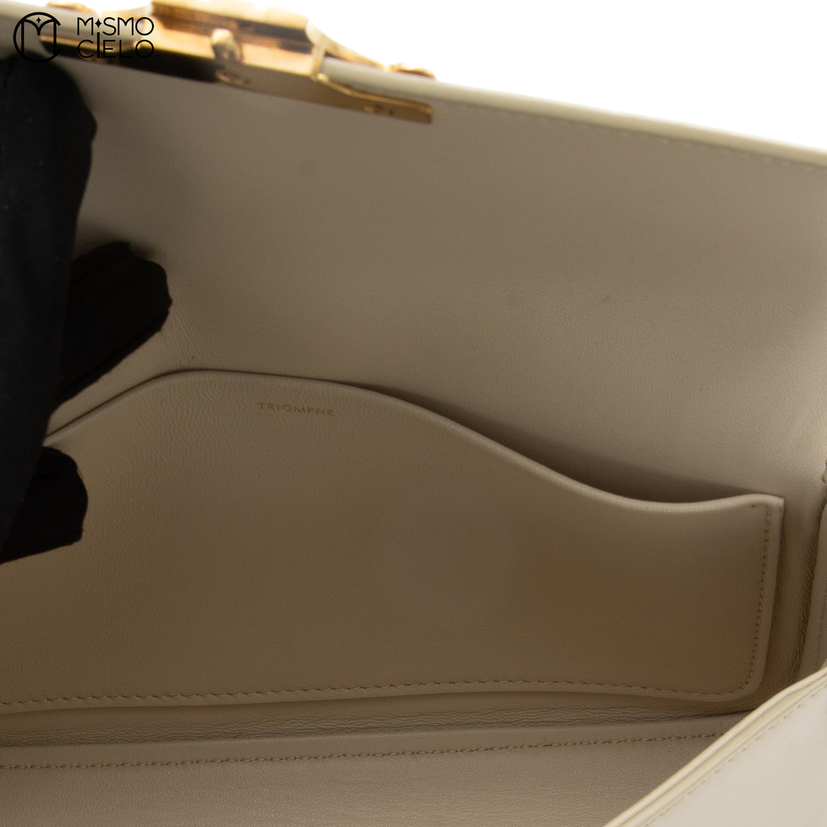 Cream Triomphe Calfskin Claude Shoulder Bag