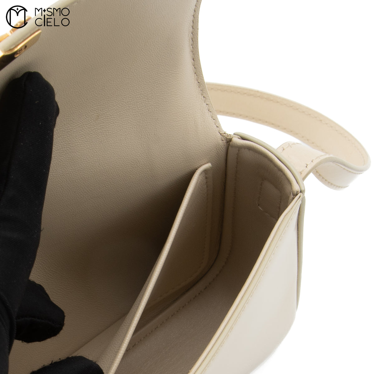 Cream Triomphe Calfskin Claude Shoulder Bag