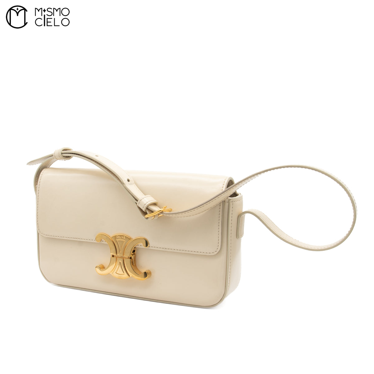 Cream Triomphe Calfskin Claude Shoulder Bag