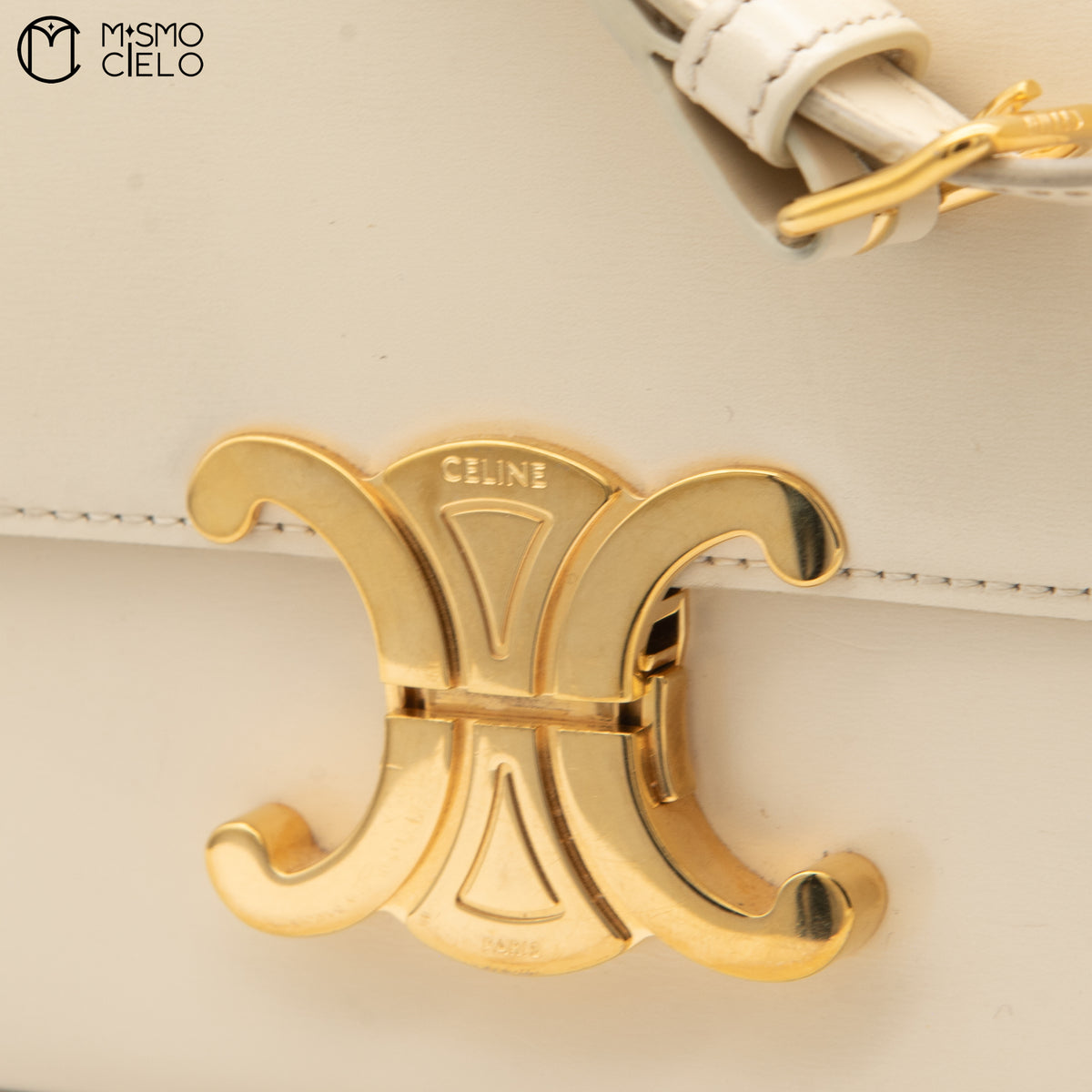 Cream Triomphe Calfskin Claude Shoulder Bag