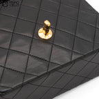 Black Lambskin Mini Square Ram Chain Handbag *