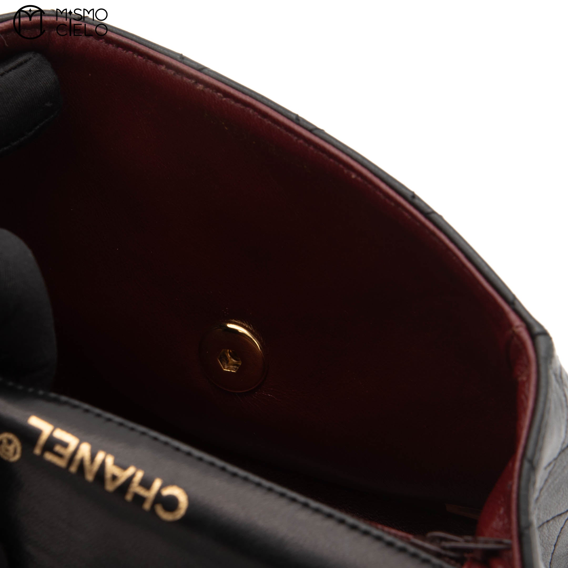 Black Lambskin Mini Square Ram Chain Handbag *