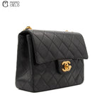 Black Lambskin Mini Square Ram Chain Handbag *