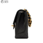 Black Lambskin Mini Square Ram Chain Handbag *