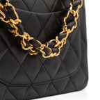 Black Lambskin Mini Square Ram Chain Handbag *
