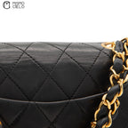 Black Lambskin Mini Square Ram Chain Handbag *