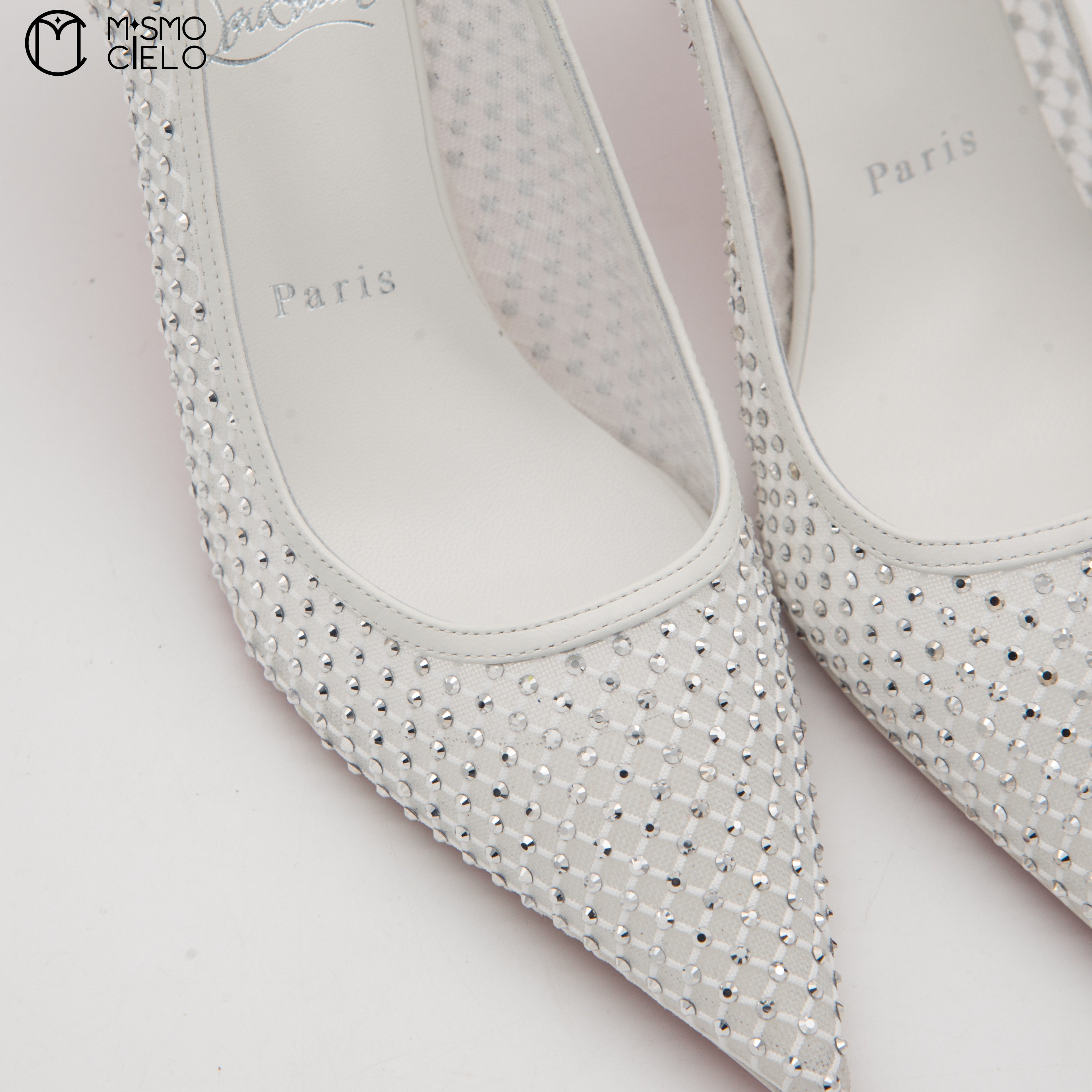 Apostropha Mess Strass 80 White Crystal Heels Size 38