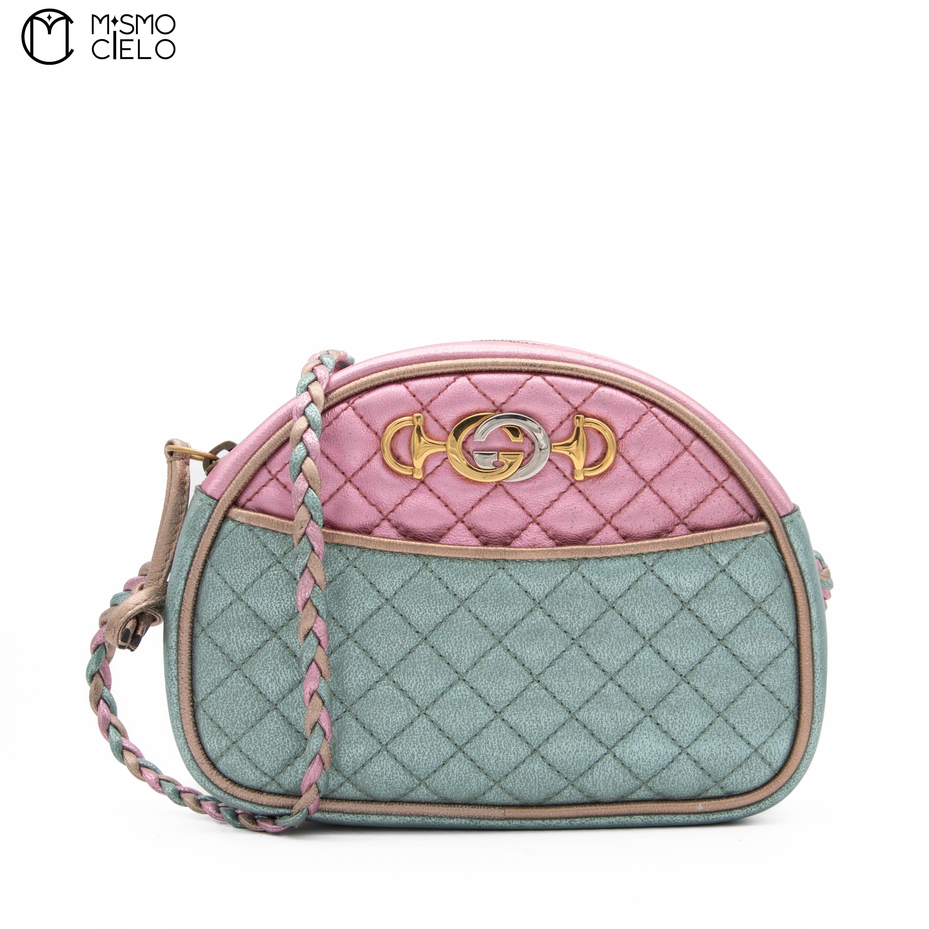 Green and Pink Zumi Quilted Shoulder Bag